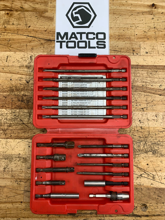 Matco Long Hex Driver Bit Set 16pc.  MQC16B