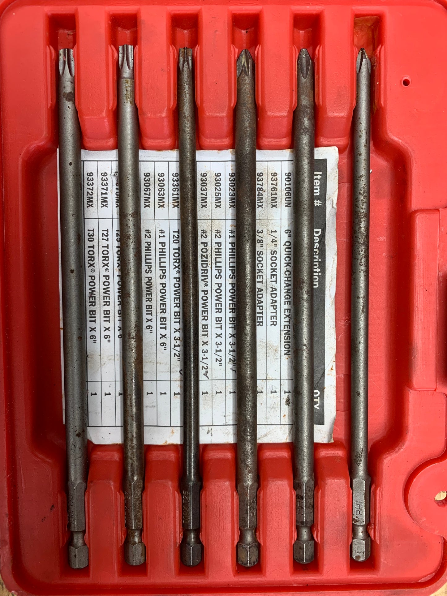 Matco Long Hex Driver Bit Set 16pc.  MQC16B